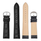 EACHE 19mm Leather Watch Bands, Croco Design Watch Strap for Men Women in Silver Buckle Black