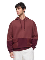 The Souled Store Colourblock Hoodie: Auburn Men and Boys Long Sleeves Hooded Neck Pull On Cotton Blend Oversized Hoodies