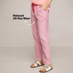 NYKD (NYS141 Striped Pure Cotton Pyjama Sleepwear Pants for Women | Relaxed Fit with Non-Slip Elasticated Waistband, Adjustable