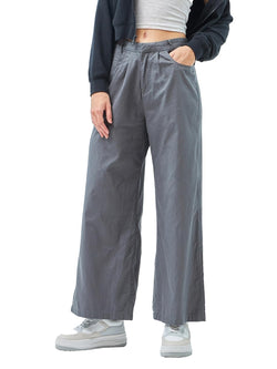 Bewakoof Womens Solid Super Loose Fit Cotton Baggy Wide Leg Pants_ 620031 Grey_ 36