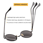 Gleyemor Polarized Round Sunglasses for Men Women Hippie Small Circle Glasses Red Yellow Lenses (Black/Grey)