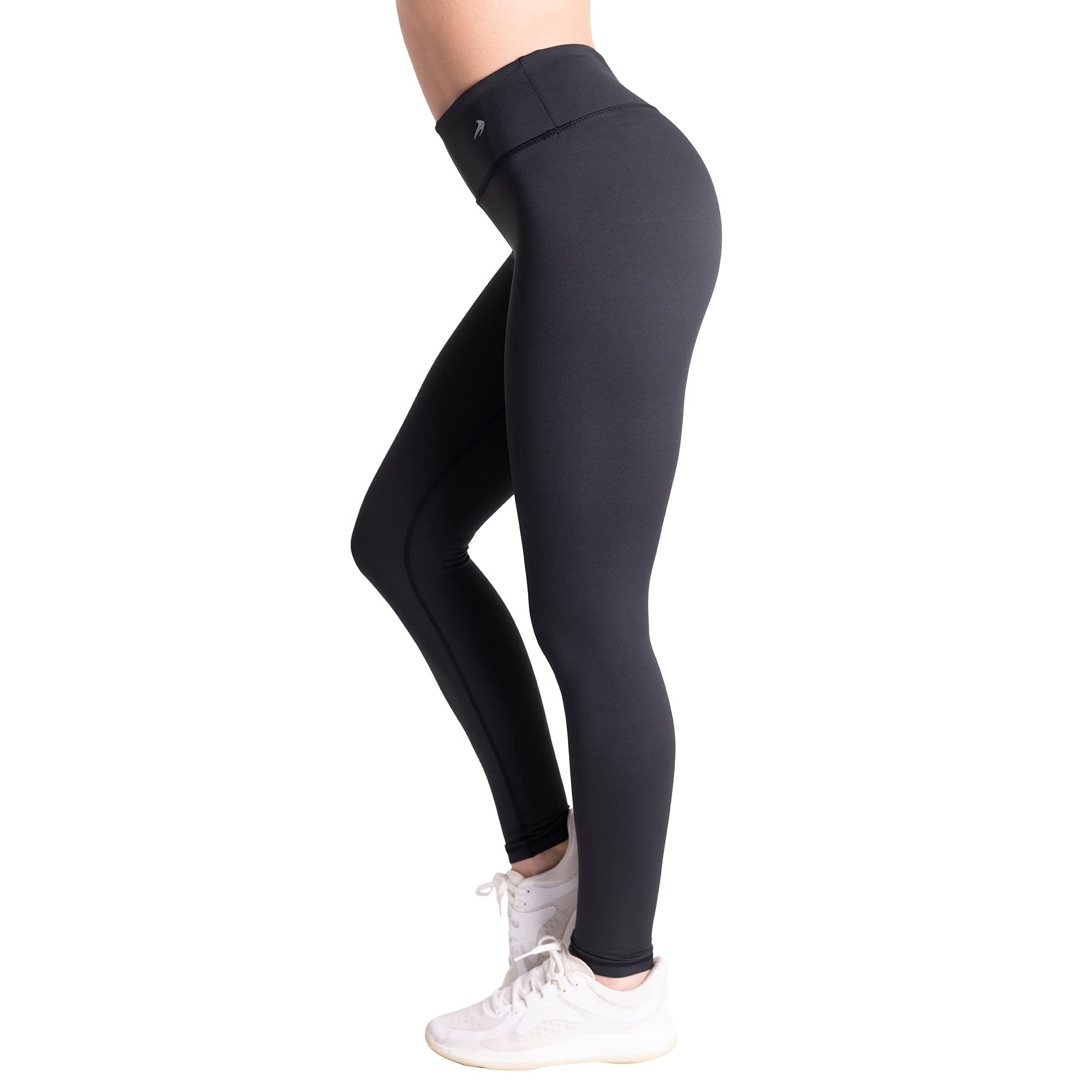 compressionZ High Waisted Womens Leggings - Plus Size compression Pants Yoga Running gym & Fitness (Black, XXL)