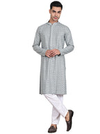 Jompers Mens Viscose Sequins And Embroidered Kurta Pyjama Set