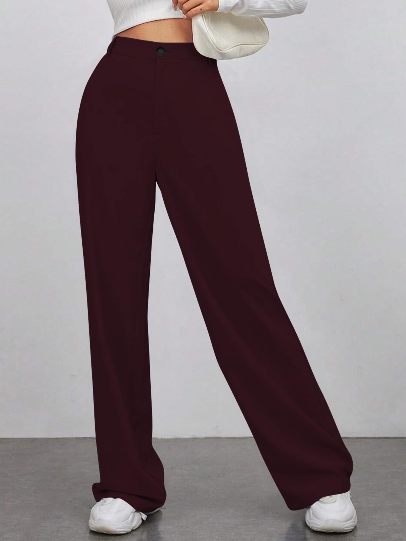 Toochki Trouser for Women | High Waist Trousers for Womens | Summer Track Pants | Casual Lycra Pant | Maroon