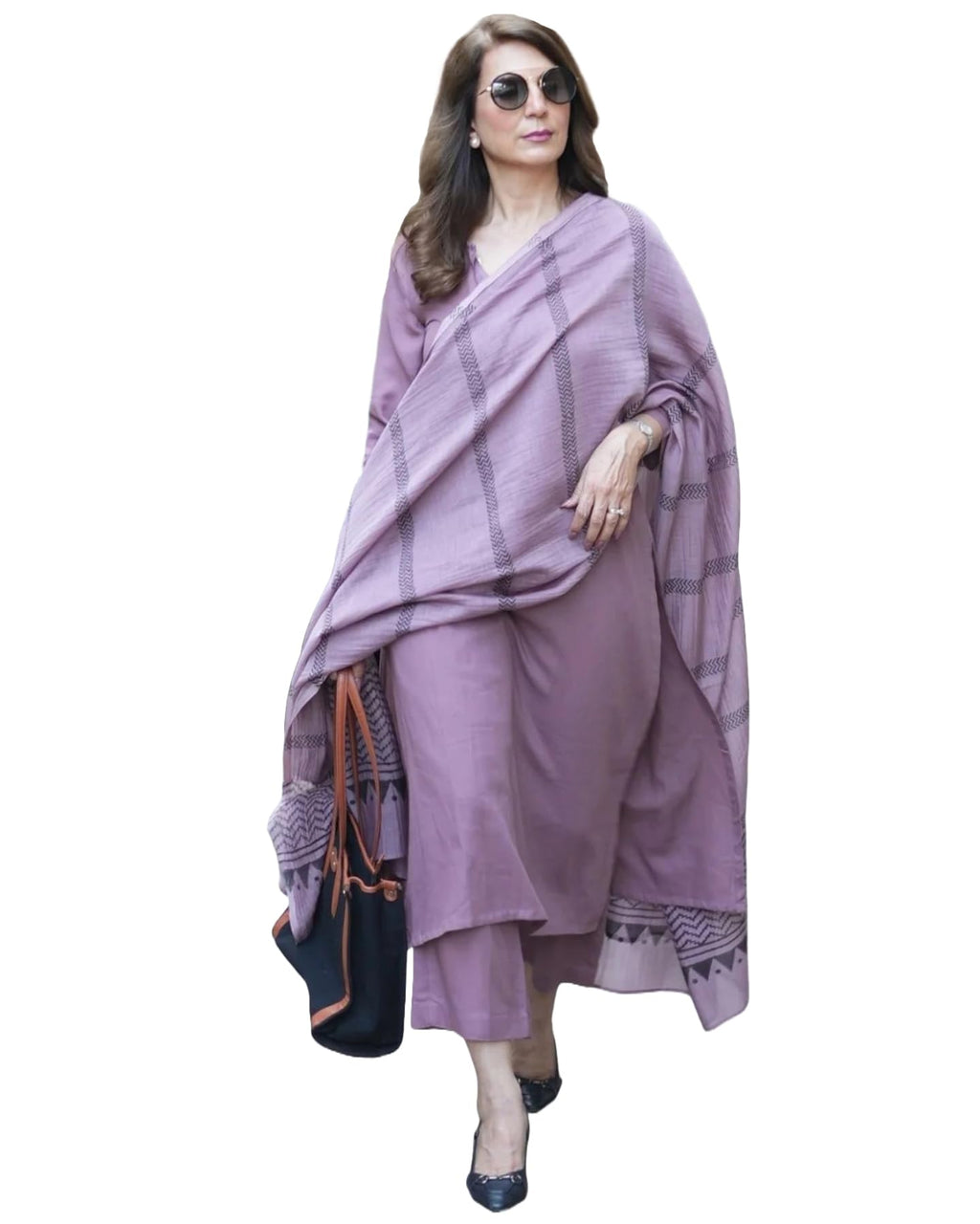 ANNI DESIGNER Womens Rayon Blend Straight Solid Kurta with Pant & Dupatta (Raja Saab Purple-VKS03_M_Purple_Medium)