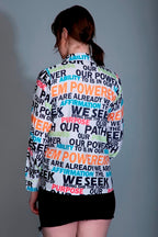 OM SAI LATEST CREATION Girls/Womens Western Top with Collar Neck Typographic Printed & Full Regular Cuff Sleeves||Casual Wear|