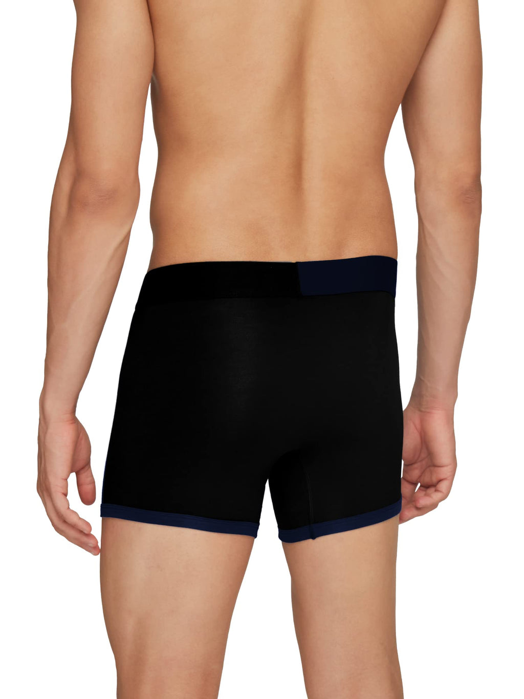XYXX Mens Underwear Dualist IntelliSoft Antimicrobial Micro Modal Trunk Pack of 3 (Navigate & Black Iris ; Black Iris & Black ;