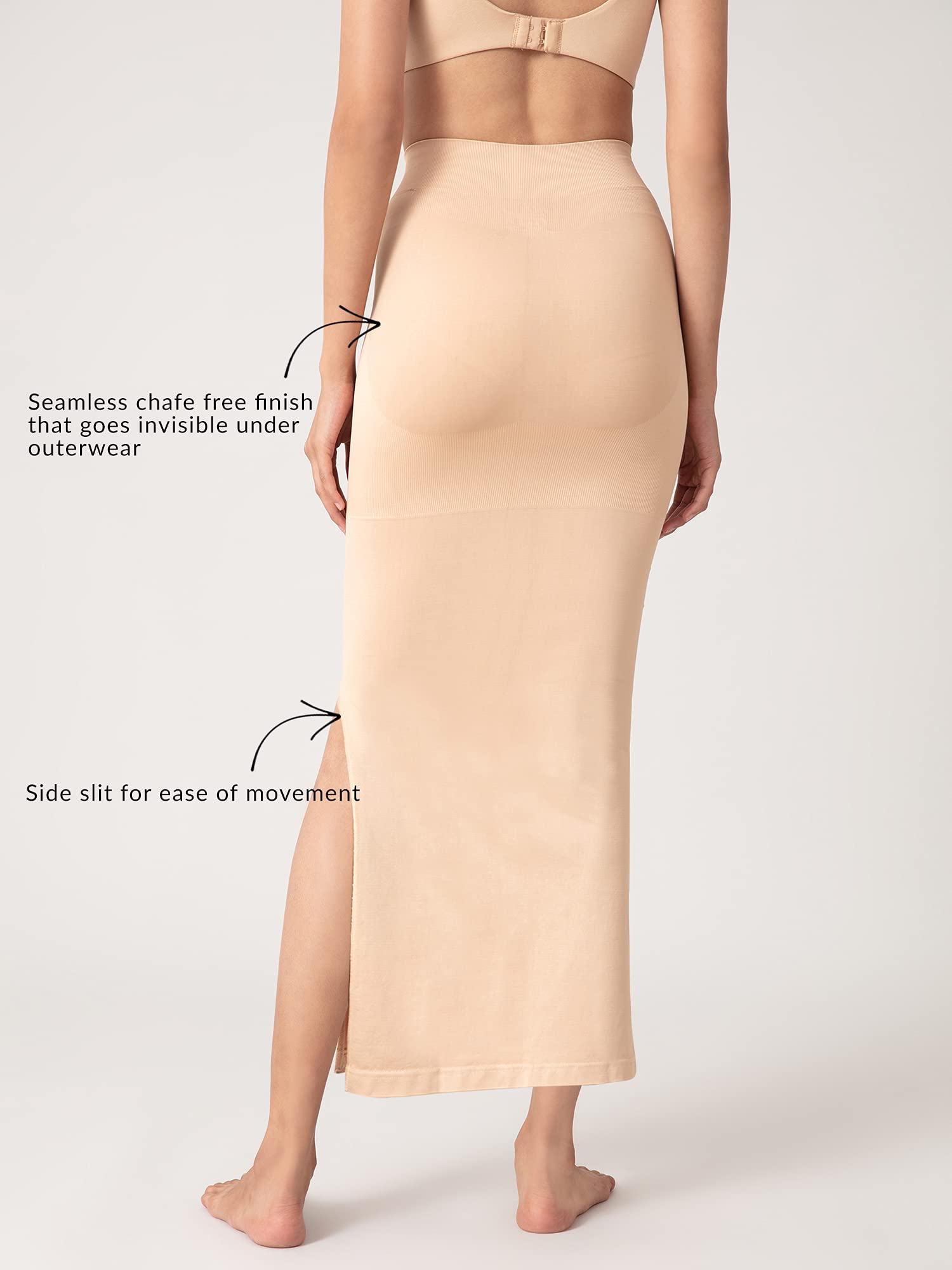 NYKD Seamless Spandex Saree Shapewear for Women Petticoat/Peticote Saree Shapewear, NYSH01, Skin(Cuban Sand), S, 1N