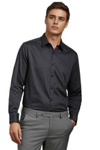 Louis Philippe Men Grey Classic Fit Print Full Sleeves Formal Shirt