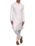 Wintage Men'S 100% Cotton Tailored Fit Party/Festive Indian Kurta Churidar Pajama Pyjama Sleep Sets : White