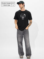 The Souled Store Official Punisher: Its Time Men and Boys Short Sleeves Round Neck Black Embroidered Cotton Regular Fit T-Shirt
