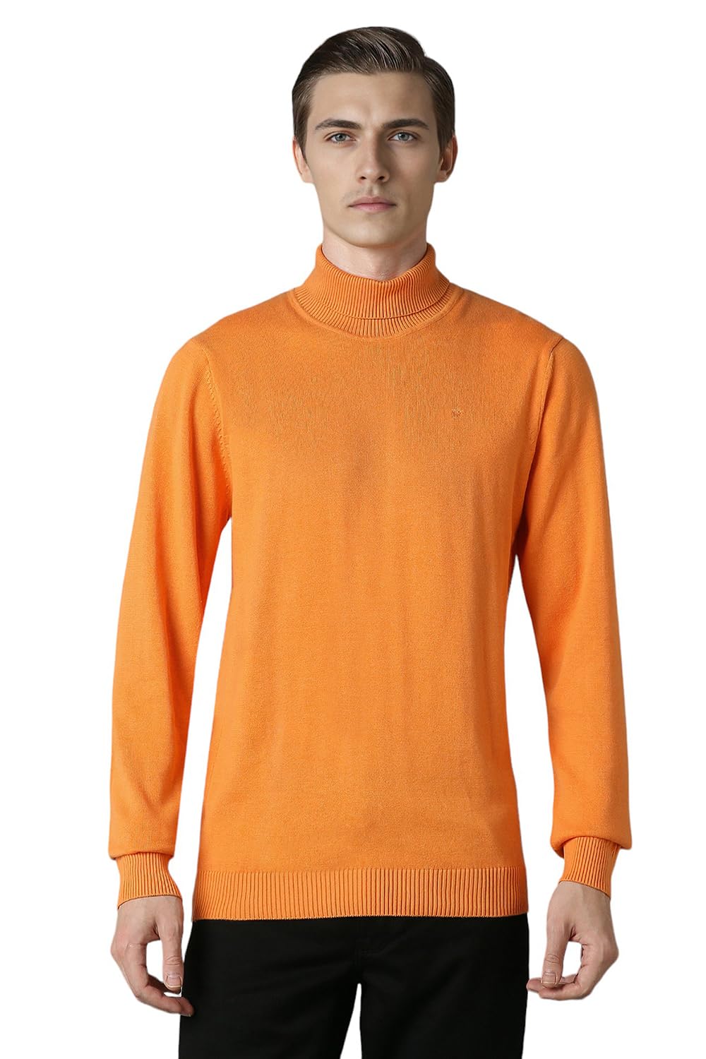 Louis Philippe MenS Cotton Turtle Neck Sweater (Lpswmrgfo35314_Orange