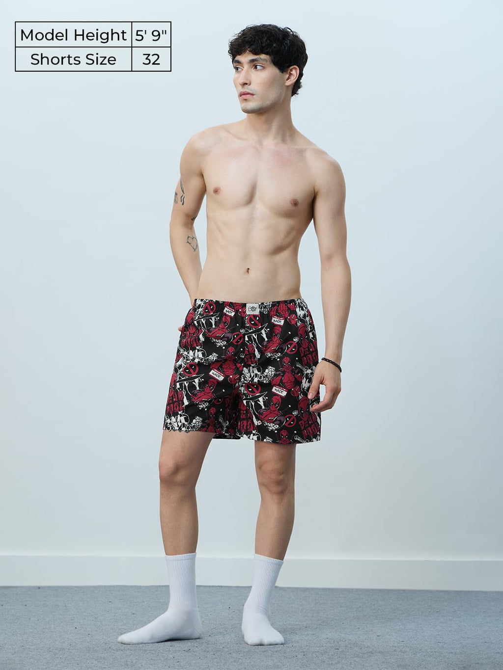 The Souled Store Deadpool: Mercenary Men and Boys Black All Over Printed Regular Fit Cotton Boxer Shorts