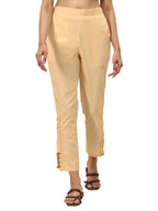 Libas Womens Self Design Cotton Trousers For Women Beige