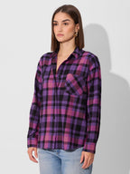 The Souled Store Plaid Shirt: Petunia Women and Girls Long Sleeve Collared Neck Button Down Boyfriend Shirts Womens Boyfriend Sh