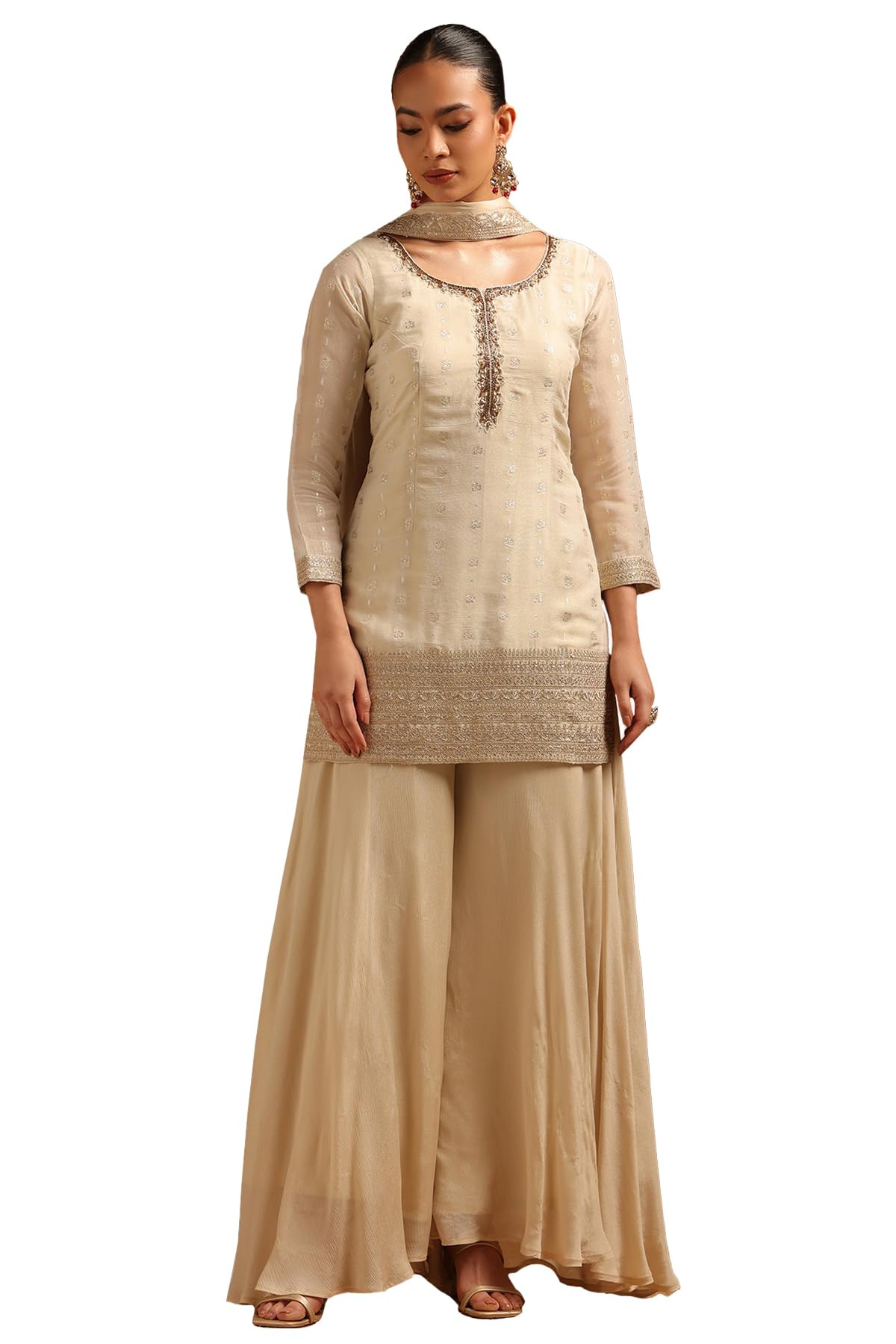 Soch Women Tissue Woven Design Suit Set with Beads and Stones