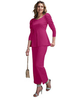 Elliti Solid Relaxed Fit Full Sleeve Co-Ord Set For Women'S | Coord Sets | Top And Formal Trouser Co Ord Set For Women (Set Of 2