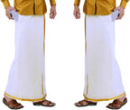 Prakasam Cotton Fine Quallity (Flexi) Adjustable 2 Way Pocket (Right/Left) Stitched White Solid Men Dhoti