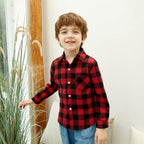 Toddler Girls Boy Clothes Plaid Flannel Long Sleeve T-Shirt Tops Kid Christmas Outfits(3-4T) Red-a