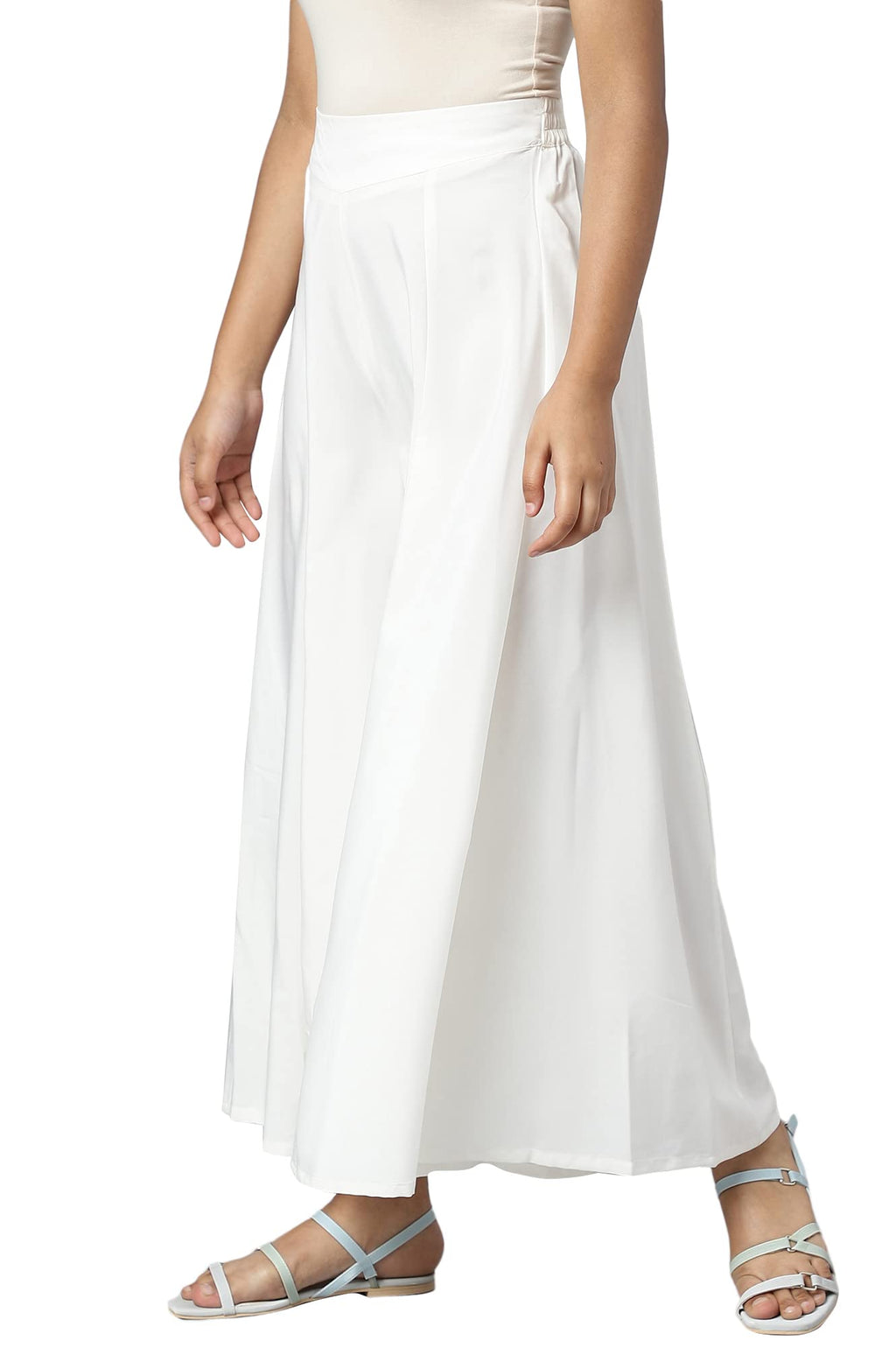 Aurelia White Solid Palazzos for Womens Ethnic Bottomwear