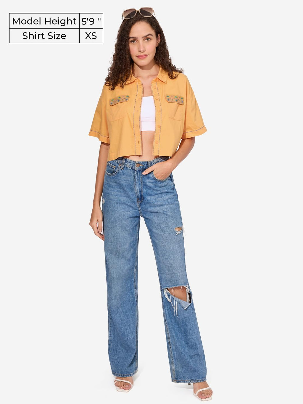 The Souled Store Aster Women and Girls Short Sleeves Collared Neck Button Front Cotton Oversized Cropped Shirts