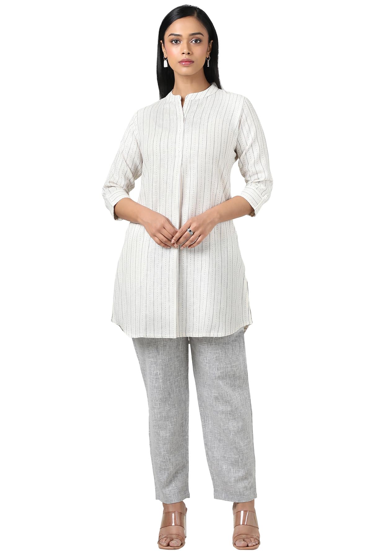 Soch Women Linen Striped Kurta Set