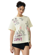 The Souled Store Official The Office: Angelas Cats Womens and Girls Oversized fit Graphic Prnited Half Sleeve Cotton White Colo