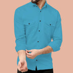 Rebelify Double Pocket MenS Casual Shirt - Regular Fit, Solid Spread Collar, Versatile Everyday Wear, Comfortable And Stylish De