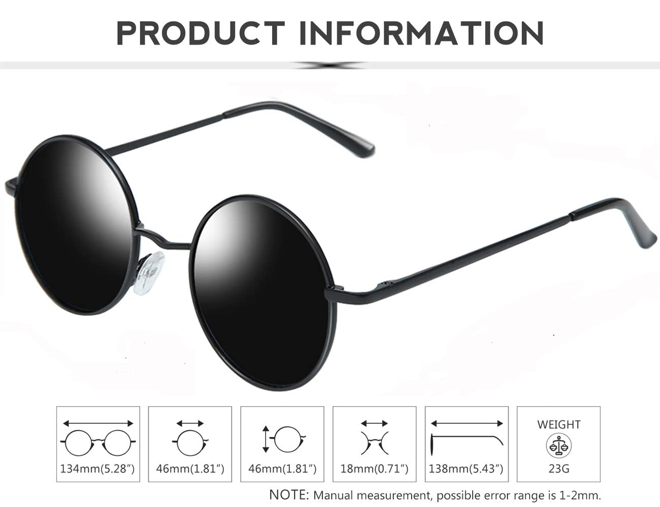 KANASTAL Small Round Sunglasses for Women Men Polarized UV400 Protection Metal Steampunk Vintage Halloween Decoration