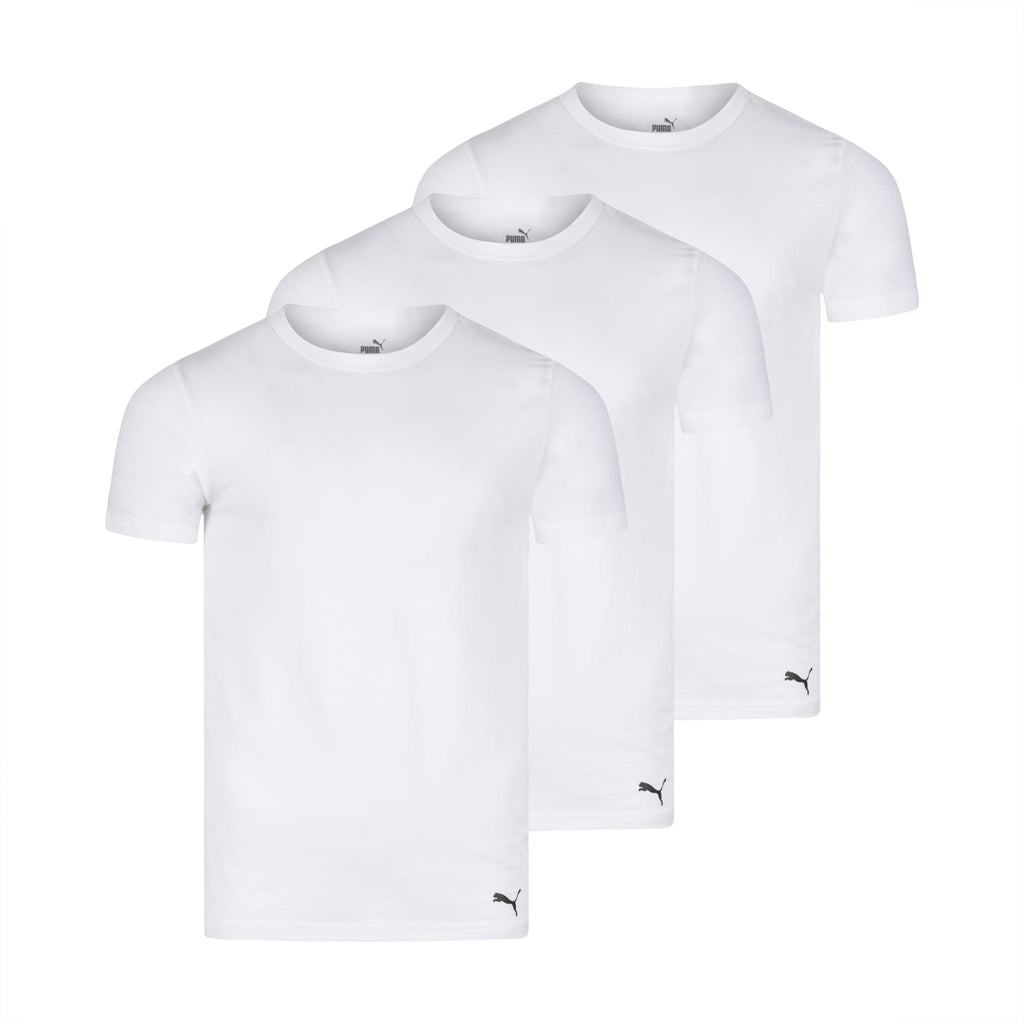 PUMA mens Men's 3 Pack Crew Neck T-shirts Undershirt, White, Small US