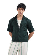 The Indian Garage Co Mens Boxy Textured Cutaway Collar Half Sleeves Resort Shirt