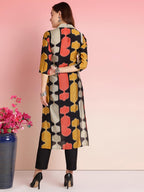 ANNI DESIGNER Womens Rayon Blend Straight Printed Kurta with Pant (SURDAS Black_L_Black_Large)