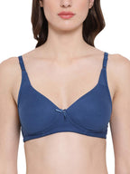 Clovia Womens Cotton Non Padded Wire Free Full Cup T-Shirt, Coverage Bra (BR0636A0834B_Blue_34B)