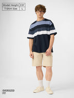 The Souled Store Stripes: Nautical Men and Boys Short Sleeves Round Neck Cotton Oversized T-Shirts