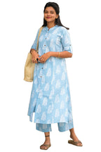 ANNI DESIGNER Womens Rayon Viscose Straight Printed Kurta with Pant (KOPEK Sky_S_Sky Blue_Small)