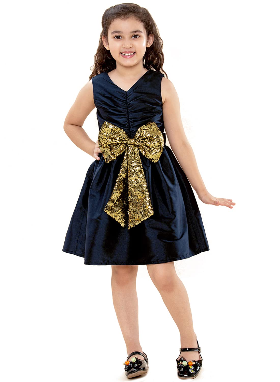 A.T.U.N. (ALL THINGS UBER NICE) Girls Sequined Party Dress Navy-Gold
