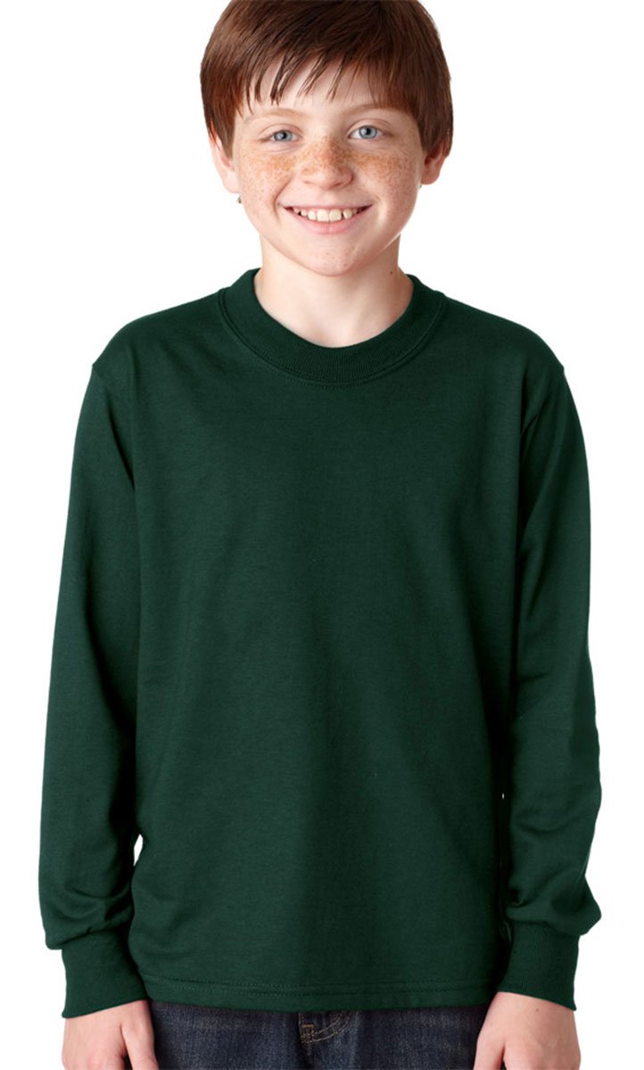 Youth DRI-POWER AcTIVE Long-Sleeve T-Shirt - FOREST gREEN - S(D0102HI3YU7)