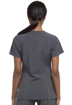 Dickies EDS Essentials Scrubs, V-Neck Womens Tops with Four-Way Stretch and Moisture Wicking DK615, L, Pewter