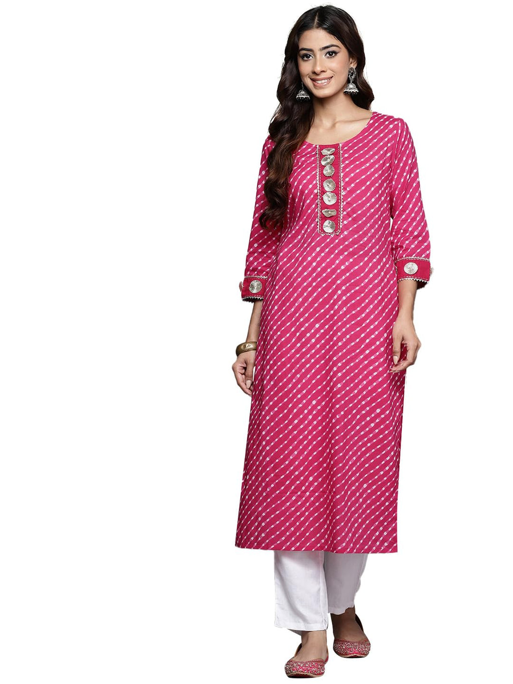 Libas WomenS Cotton Printed Straight Kurta (58123_Pink