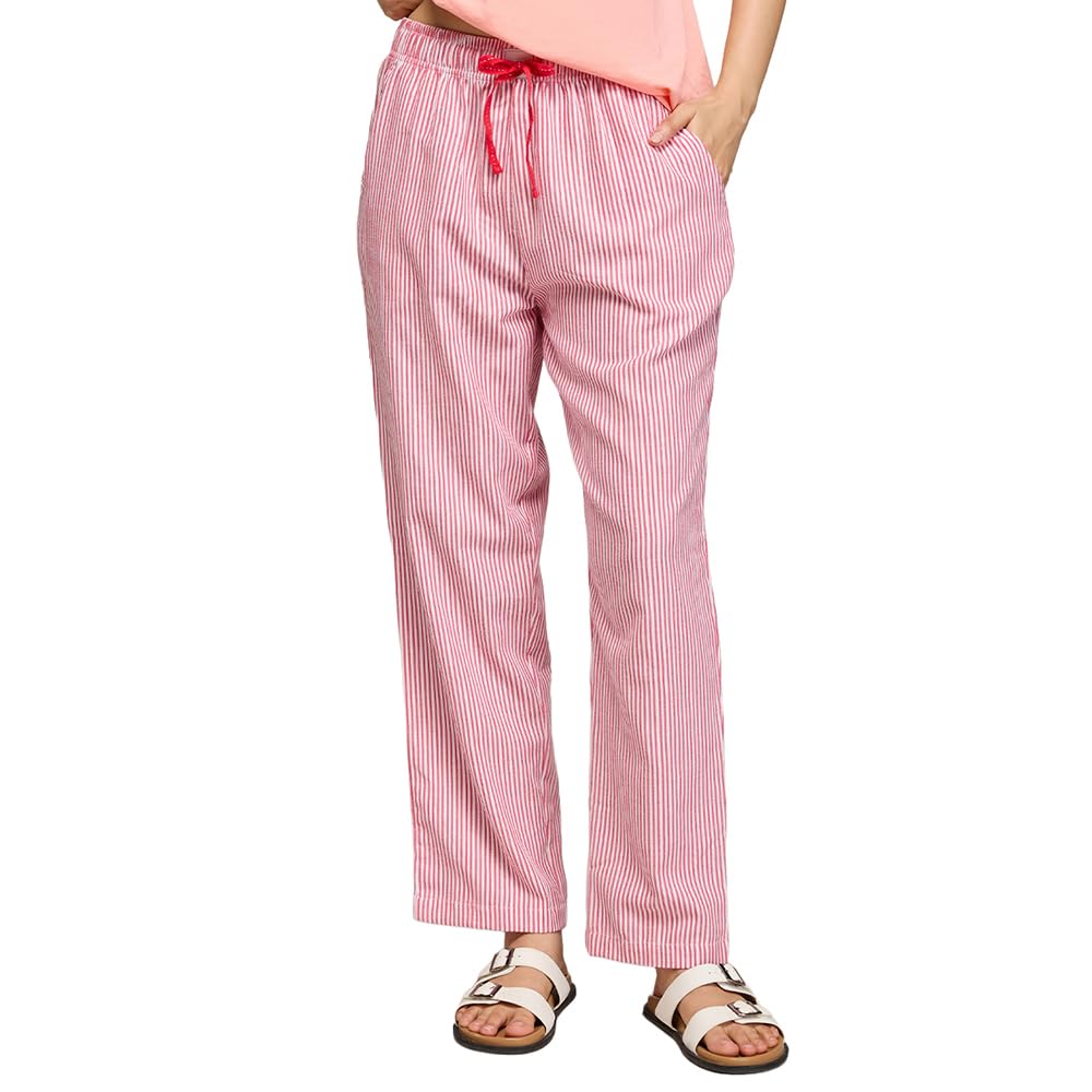 NYKD (NYS141 Striped Pure Cotton Pyjama Sleepwear Pants for Women | Relaxed Fit with Non-Slip Elasticated Waistband, Adjustable 