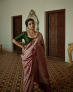 Flosive Ayn WomenS Present Banarasi Soft Lichi Silk Saree Beautiful Jacquard Rich Pallu Design Work 4501 Zari Woven Kanjivaram