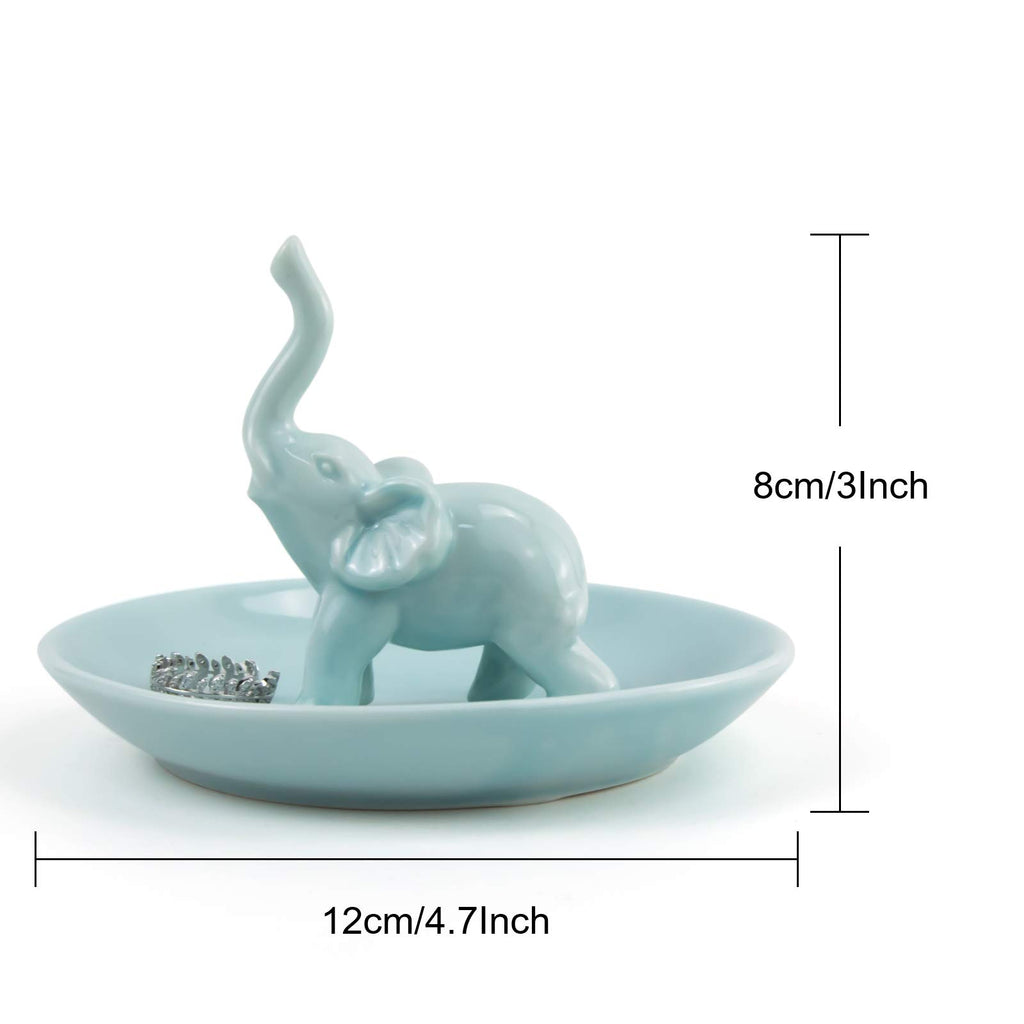 PUDDING CABIN Blue Elephant Ring Holder Trinket Dish, Elephant Gifts for Women, Christmas Gifts for Mom Women Girls, Birthday Gi