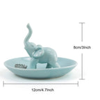 PUDDING CABIN Blue Elephant Ring Holder Trinket Dish, Elephant Gifts for Women, Christmas Gifts for Mom Women Girls, Birthday Gi