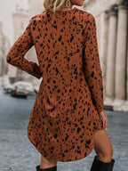 Om Sai Latest Creation Western Dress || Rayon All Over Leopard Printed Western Dresses For Women || Roll Up Sleeve & V-Neck A-Li