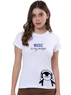 Bewakoof Womens Graphic Printed Regular Fit Half Sleeve Round Neck Cotton Jersey T-Shirt_ 624206 White M