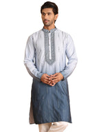 Jompers Mens Embroidered Silk Blend Straight Kurta