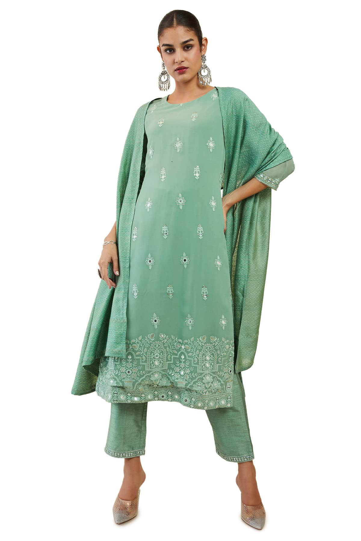 Soch Women Georgette Straight Salwar Suit Set