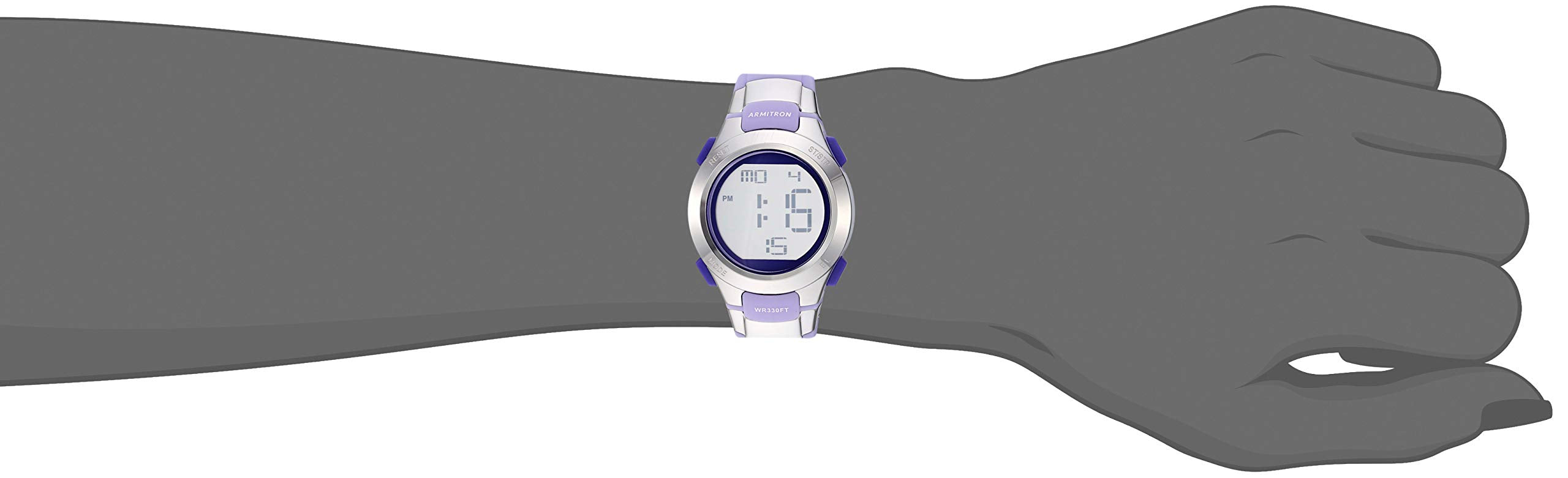 Armitron Sport Women's Silver-Tone Accented Digital Chronograph Matte Lavender Resin Strap Watch, 45/7012LAV