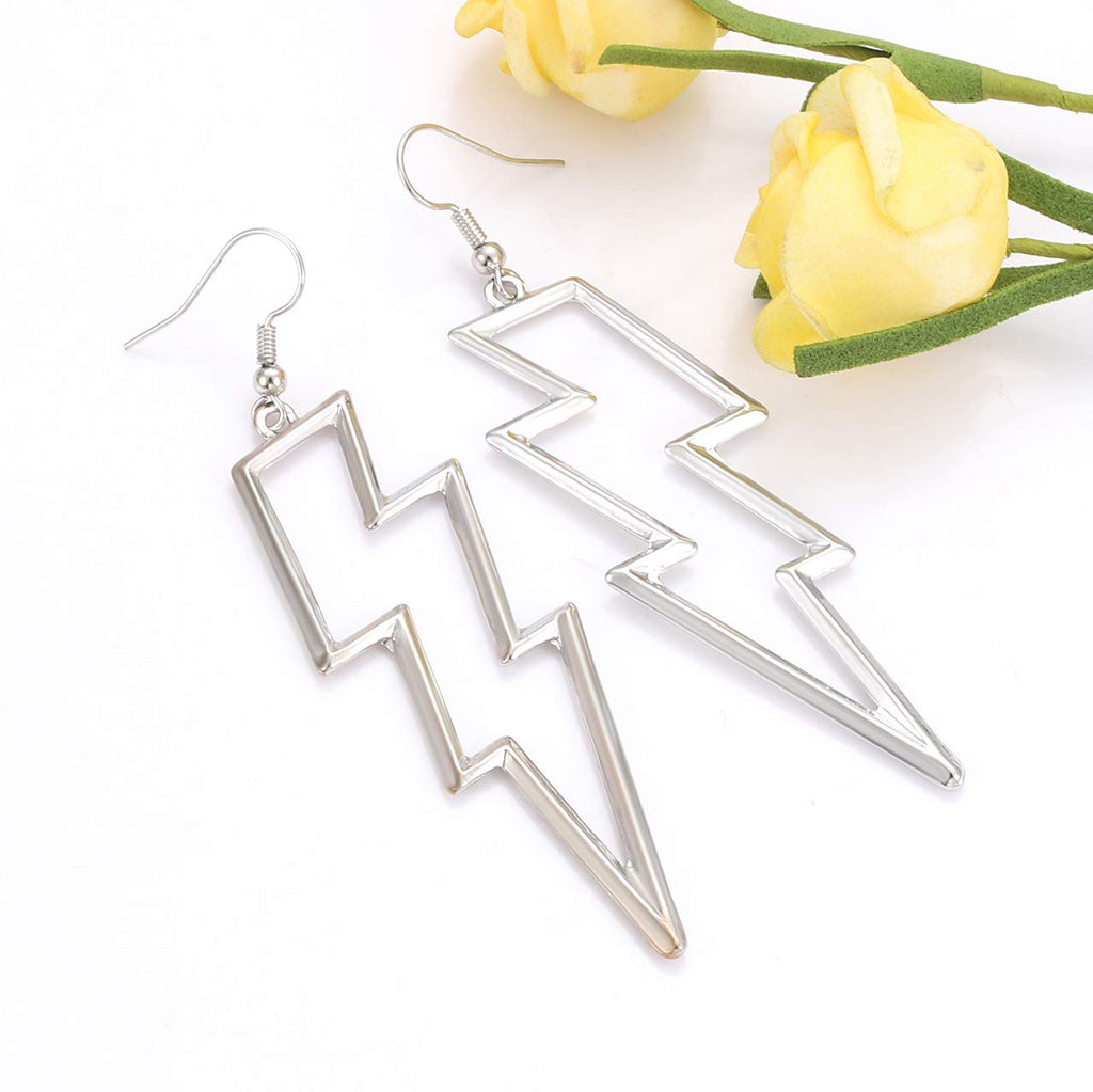 Lightning Bolt Drop Dangle Earrings For Women Statement Flash Thunder Hook Earrings Punk Fashion Halloween Outfits Party Jewelry
