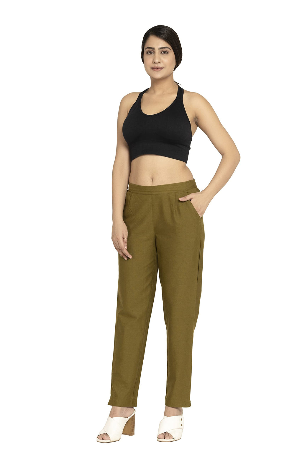 DIGITAL SHOPEE Womens Regular Fit Casual Pants (DS-TC1-BRWON-XL_Olive